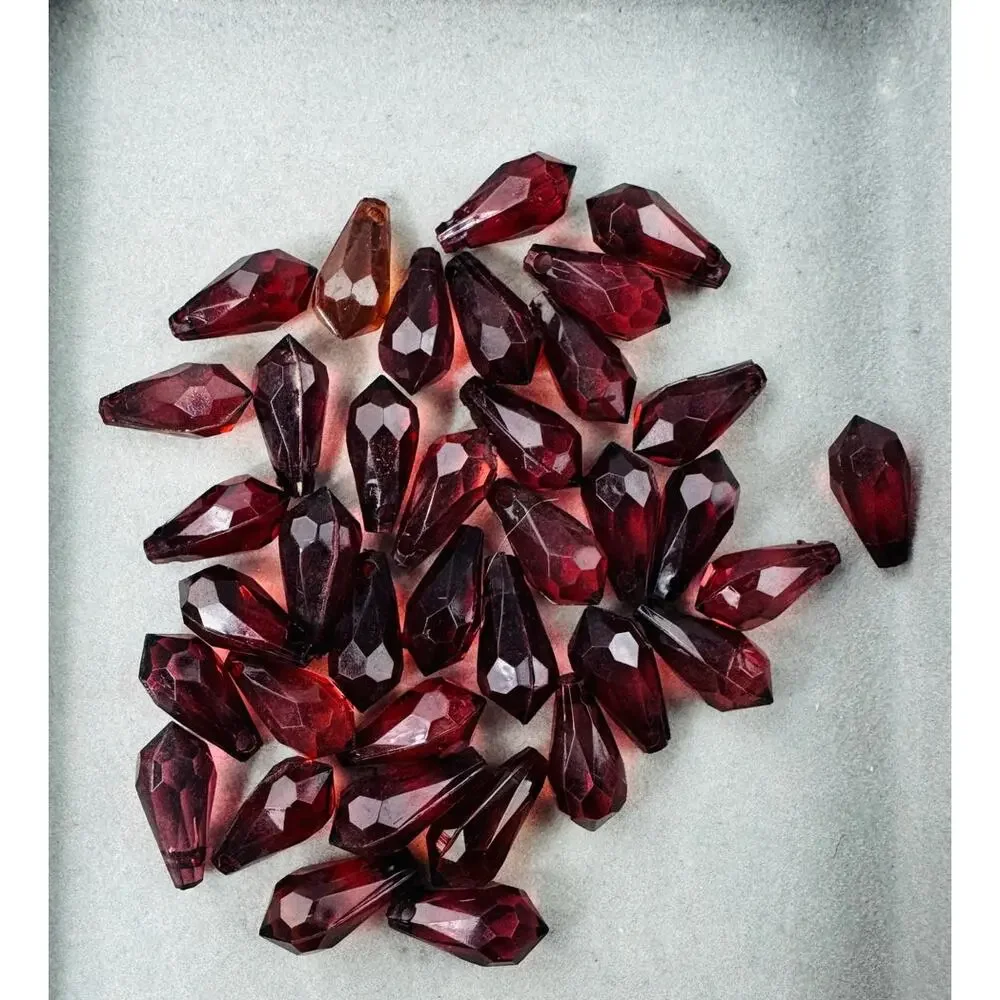 Assorted Red Acrylic, Wood and Glass Beads Variety of Shades Shapes and Sizes